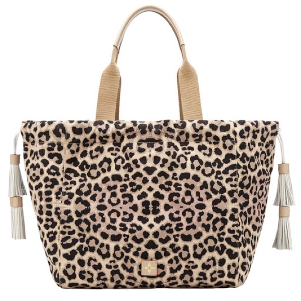 India Hicks Fortune sleeping leopard tote bag